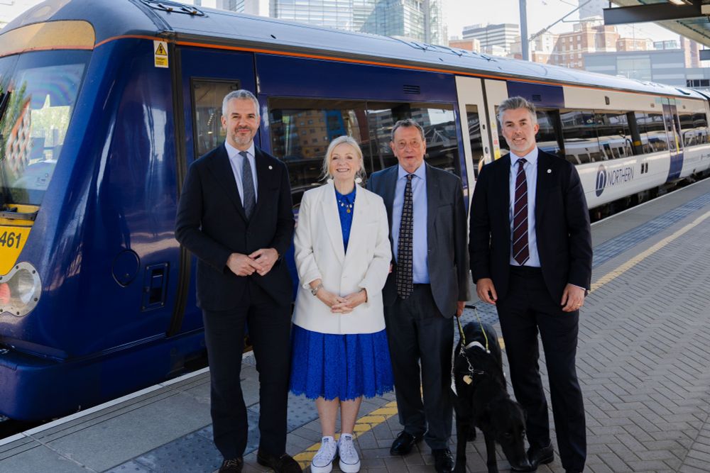 Oliver Coppard, Tracy Brabin, Lord Blunkett and David Skaith at Leeds Train Station