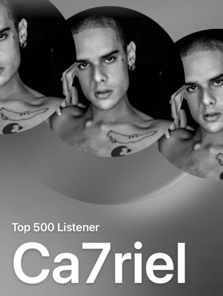 Screenshot of Apple Music replay that says ‘top 500 listener Ca7riel’