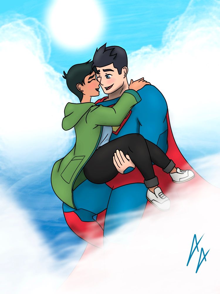 Fanart of Superman and Lois (based on the My Adventures with Superman looks) celebrating the new Superman movie