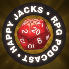 An ad card that reads Happy Jacks RPG Podcast.