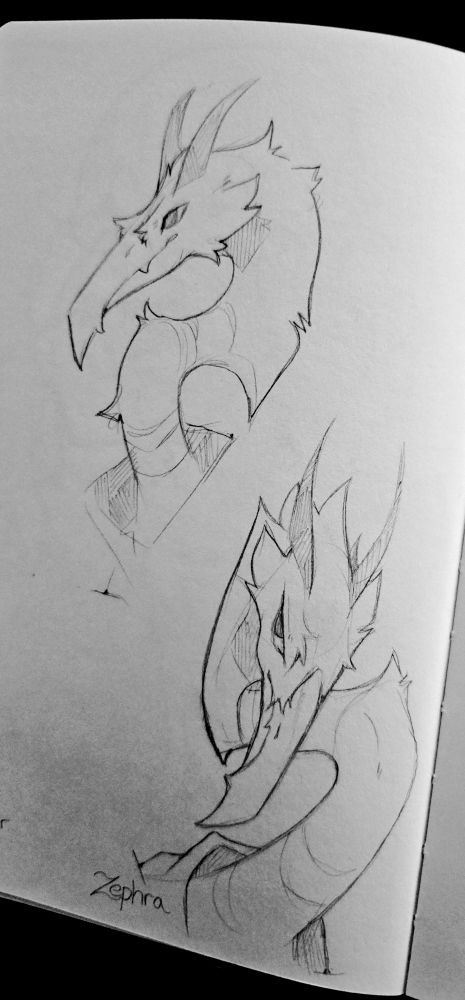 Unnamed crane character sketches to test stylization 

#art #furry #furryart