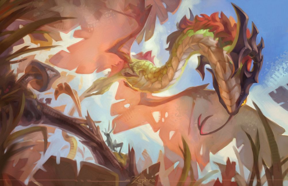 Small dragon flying over a twig, hunting for bugs

#art #furry #furryart