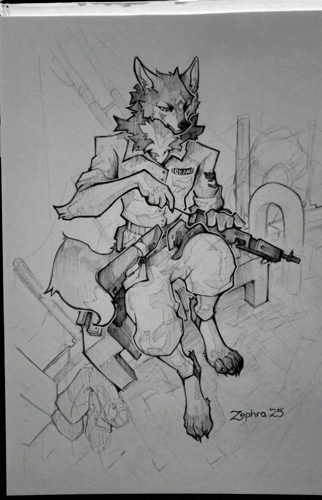 WW2 navy themed sketch, breaking down a rifle for maintenance 

#art #furry #furryart