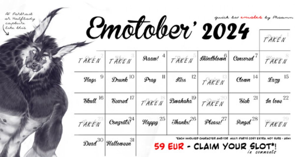 Emotober'2024 - [OPEN] Pre-claim a slot! by ProAnn