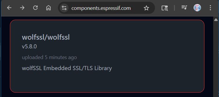 screen snip: 

wolfssl/wolfssl
v5.8.0
uploaded 5 minutes ago
wolfSSL Embedded SSL/TLS Library