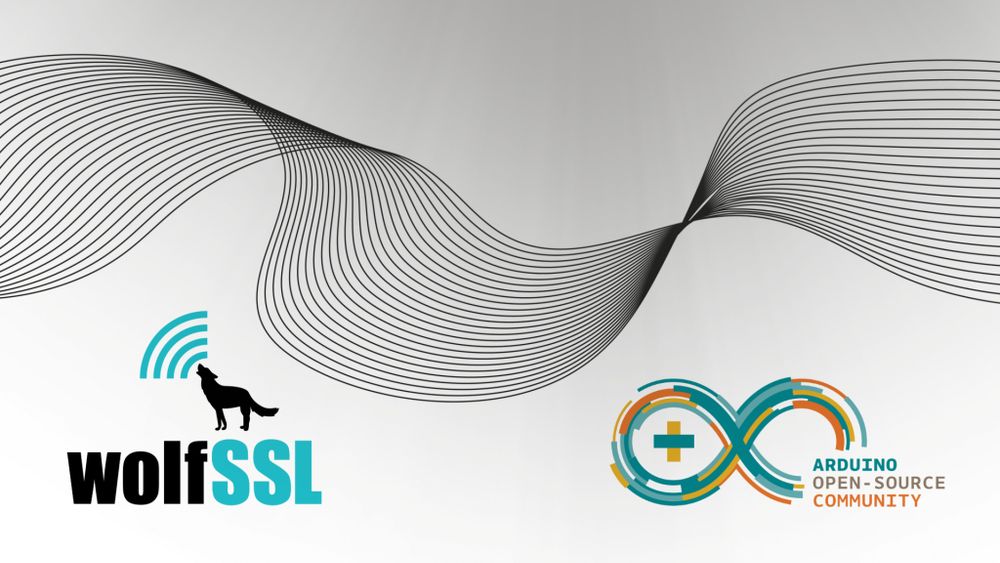 Wavy lines with the wolfSSL and Arduino open source community logos