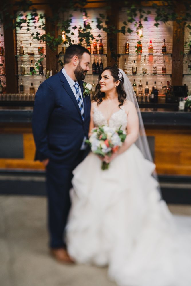 Bride and groom on their wedding day. 