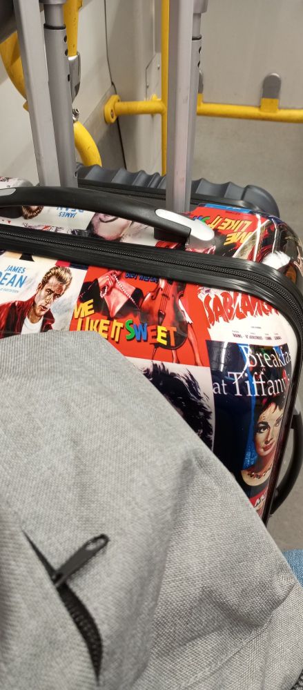 2 Koffer und ein Rucksack in der Straßenbahn.