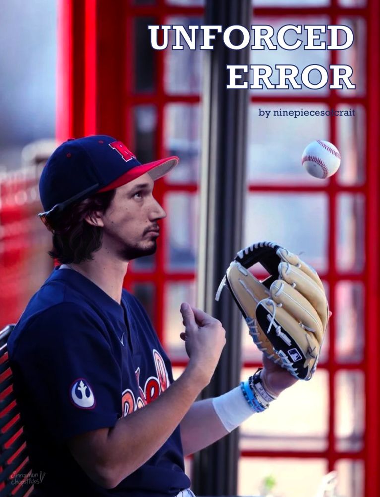 Pitcher Ben Solo tossing a ball with a mitt, in a baseball cap and a rebels jersey