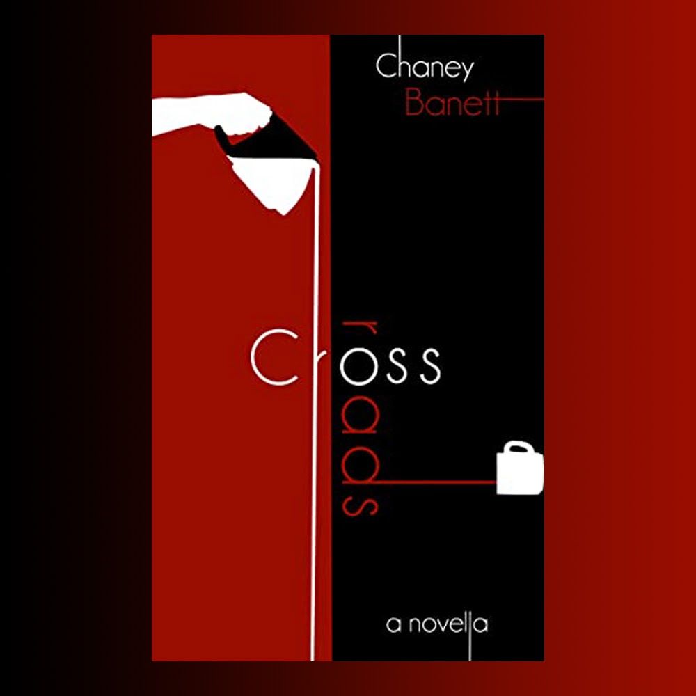 Cover art for Crossroads by Chaney Barnett

Red to black solid color flat illustration of a pouring coffee carafe and a coffee mug on its side. The lines of "liquid" are headed for a 90 degree crossing.