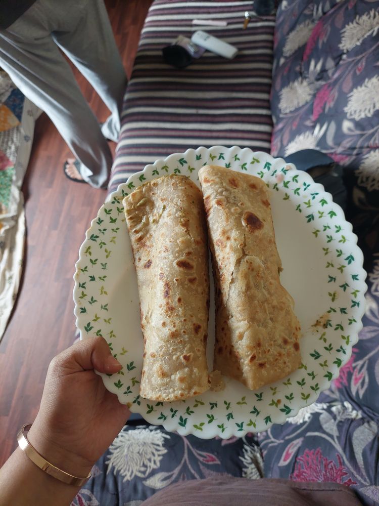 Paneer roll at friend's house
