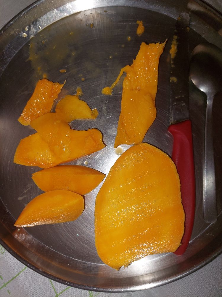 Another steel plate with a different kind of mango