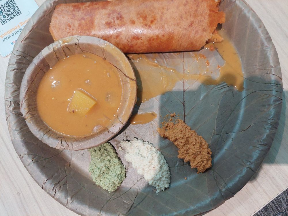 Mandatory dosa order no. 2. This one was at Delhi Airport and was named after the bangalore street where I was born!