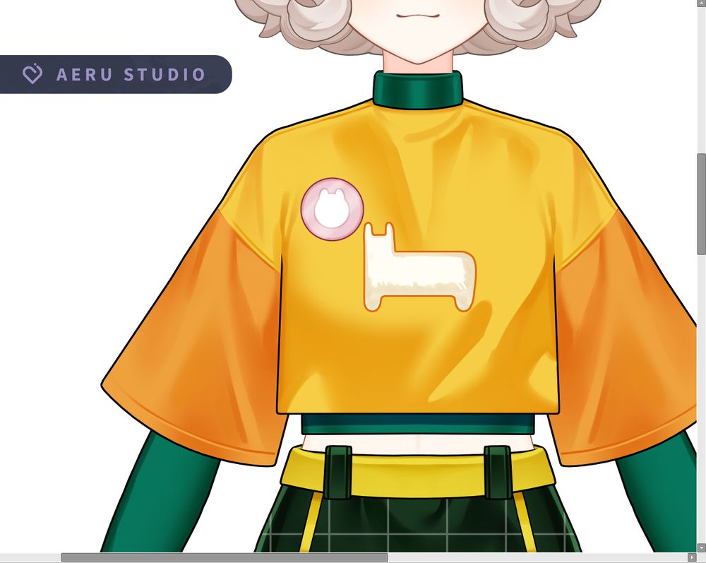 work in progress screenshot of a VTuber model im working on! screenshot is focusing on the outfit folds :)