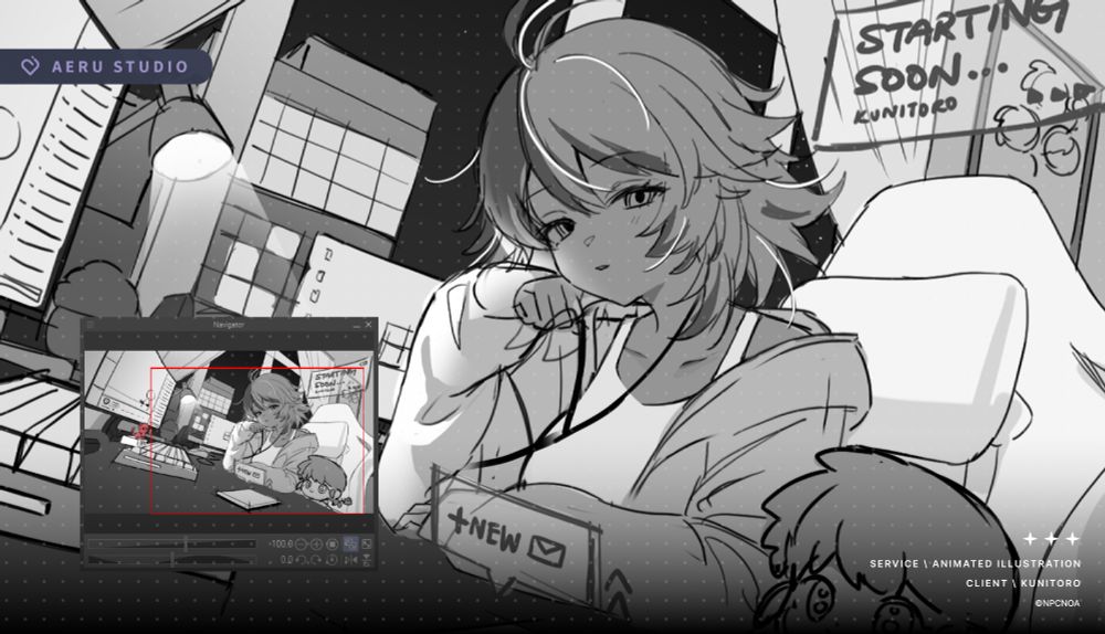 sketch of Kunitoro's character relaxing