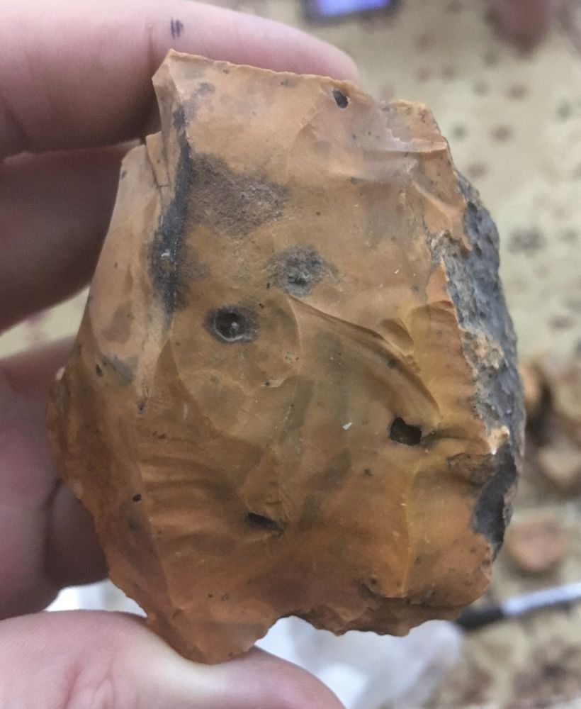 A chert core, used to make sharp edges flakes.