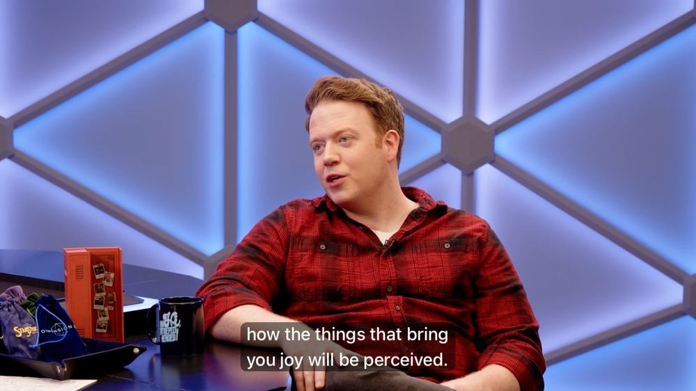 A photo of Bennan Lee Mulligan. The caption reads: "how the things that bring you joy will be perceived."