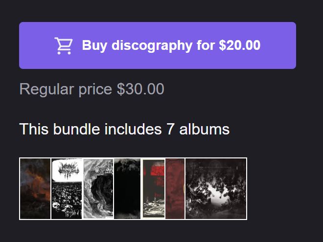 Buy the discography of Woe for $20.00, Regular price $30.00

This bundle includes 7 albums