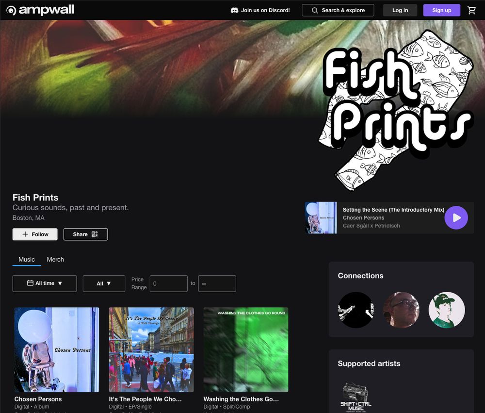 The Ampwall page for the record label Fish Prints