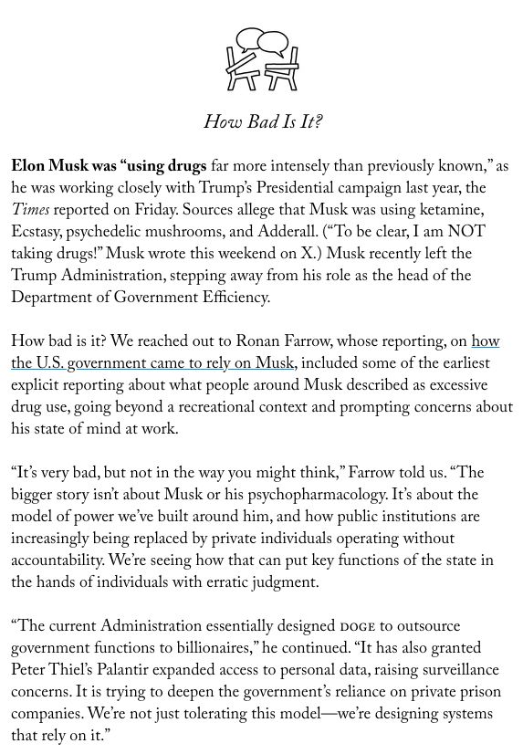 an excerpt from the "How Bad Is It" section of the New Yorker's daily newsletter (linked in following tweet)