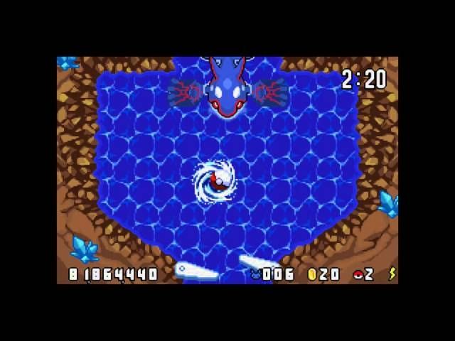 Kyogre boss fight in a water cavern with a whirlpool 