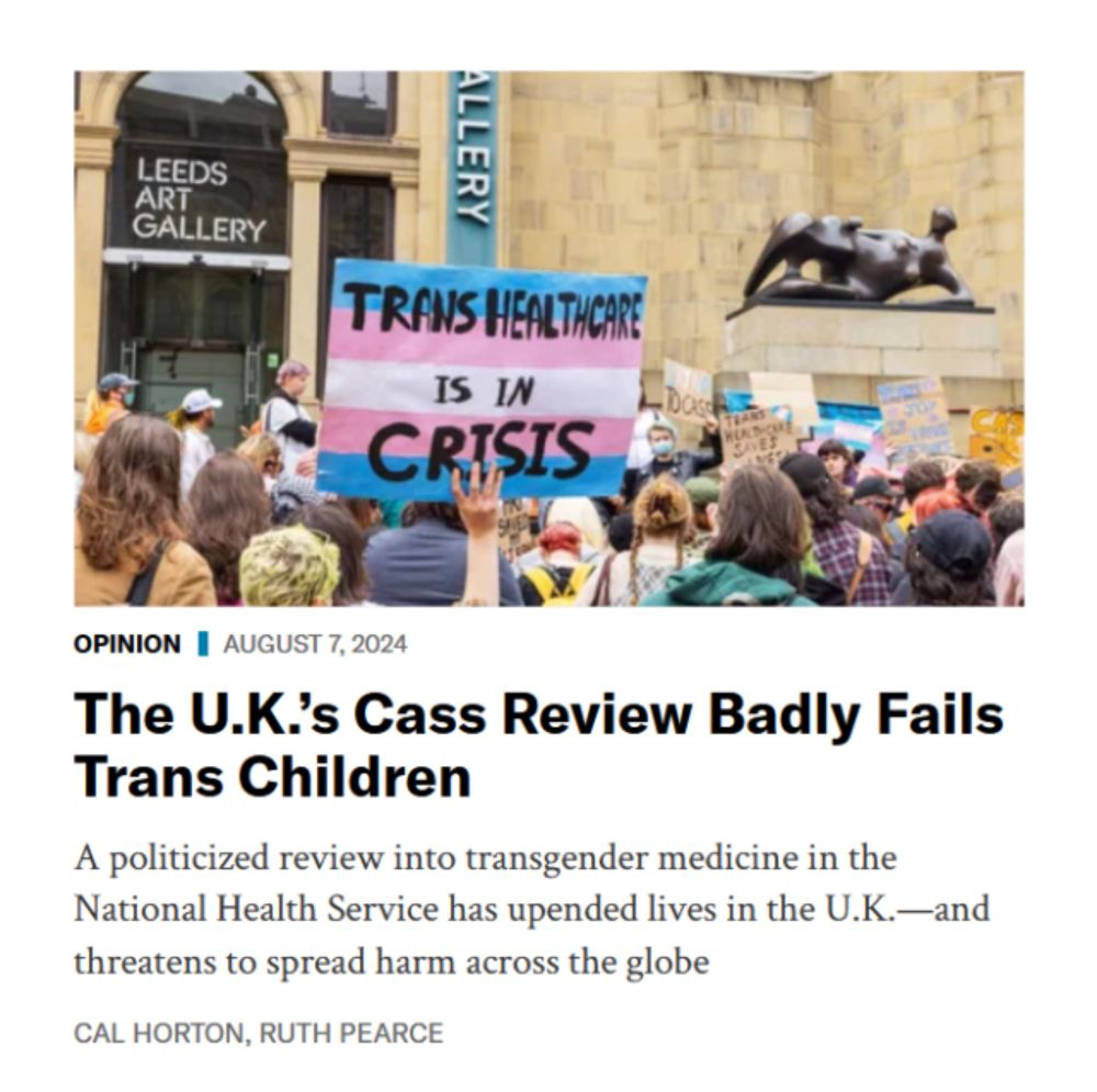 Out now in Scientific American: “The U.K.’s Cass Review Badly Fails Trans Children”