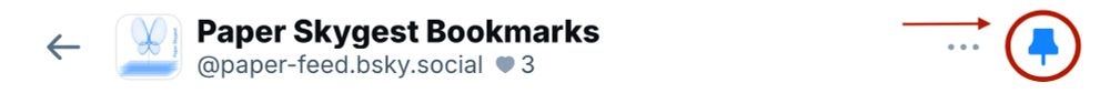 A picture of the feed header, where the pin icon on the left is circled and an arrow is pointing toward it.
