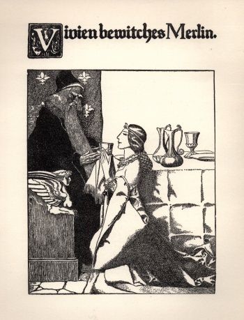 Howard Pyle's illustration of Merlin & Vivienne