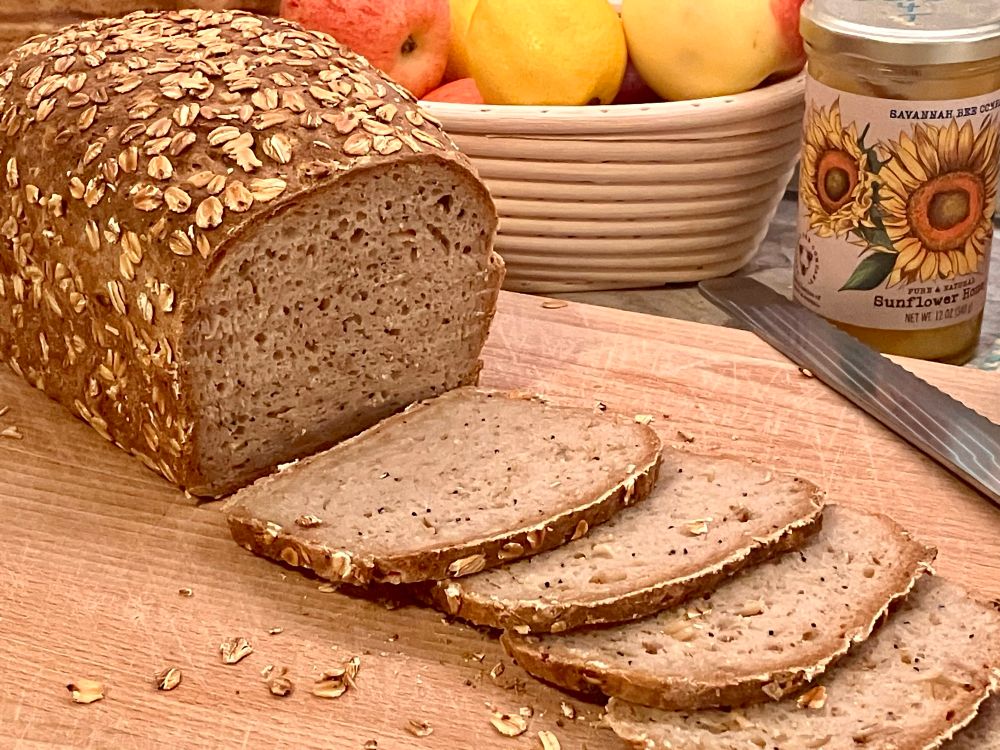 The same loaf, partially sliced