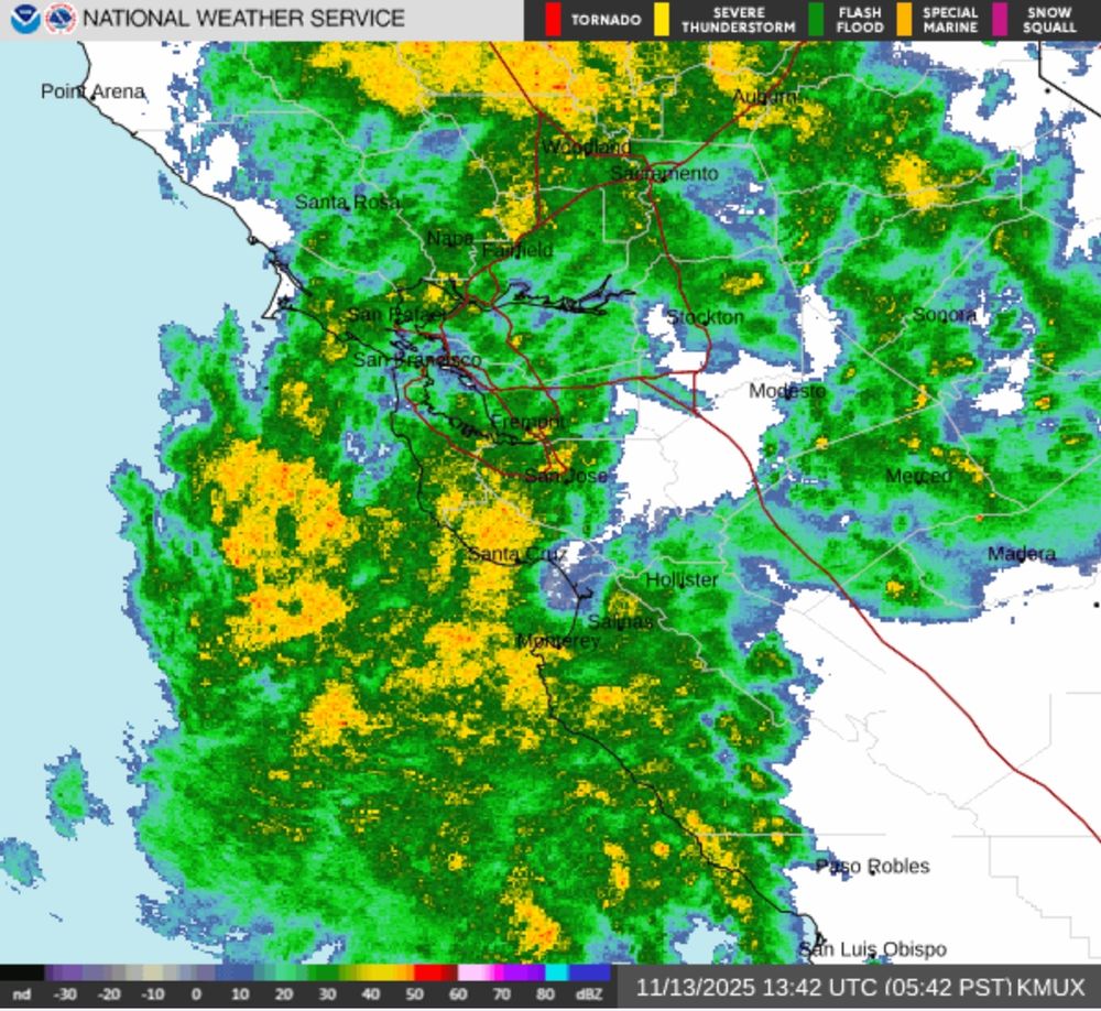 Radar showing it dumping rain