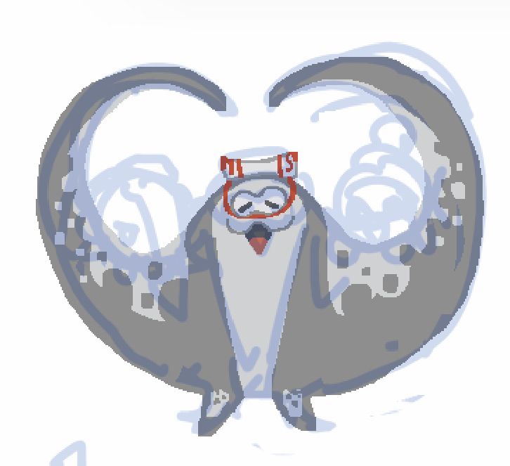 Sketch of Big Man heart-shape with Shiver and Frye on his shoulders, Splatoon 3!!! Pleading emoji