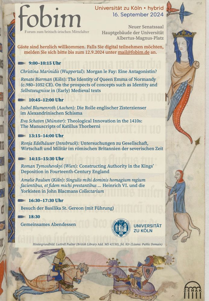Programm des Forums zum britisch-irischen Mittelalter