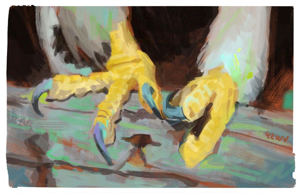 Painting of an bird's talons.