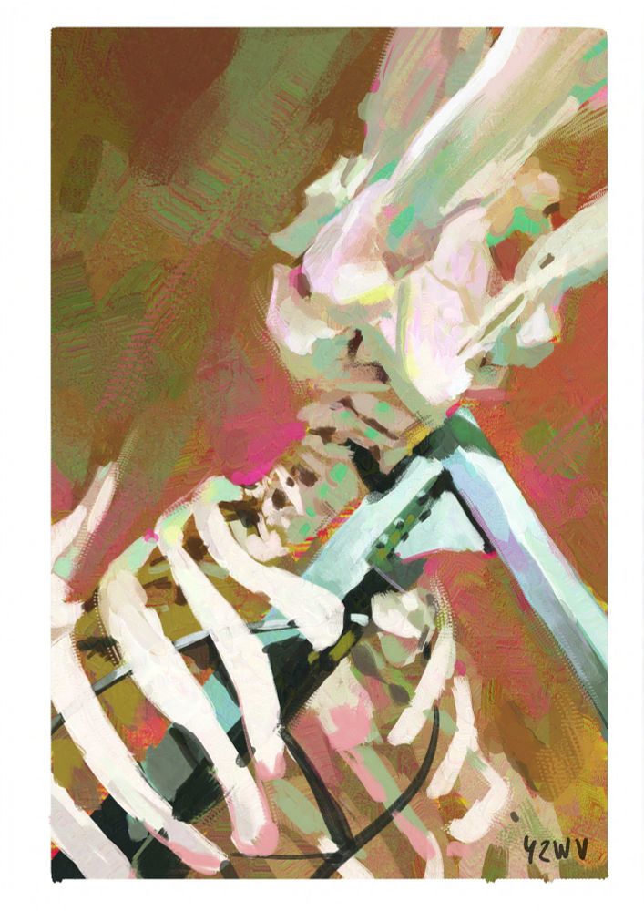 Painting of a whale skeleton