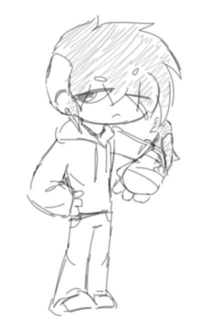 A drawing of Danny Murillo with his pet crow perching on his arm.