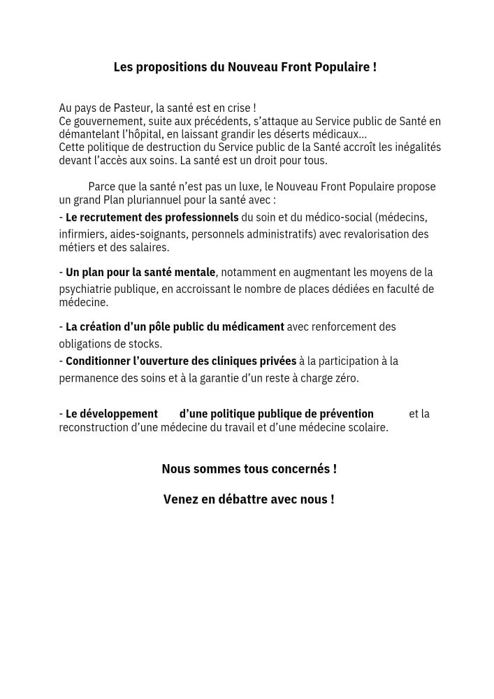 les propositions du Nouveau Front Populaire