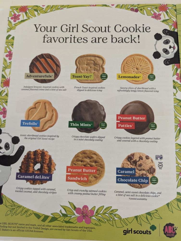 Girl Scout cookie lineup 