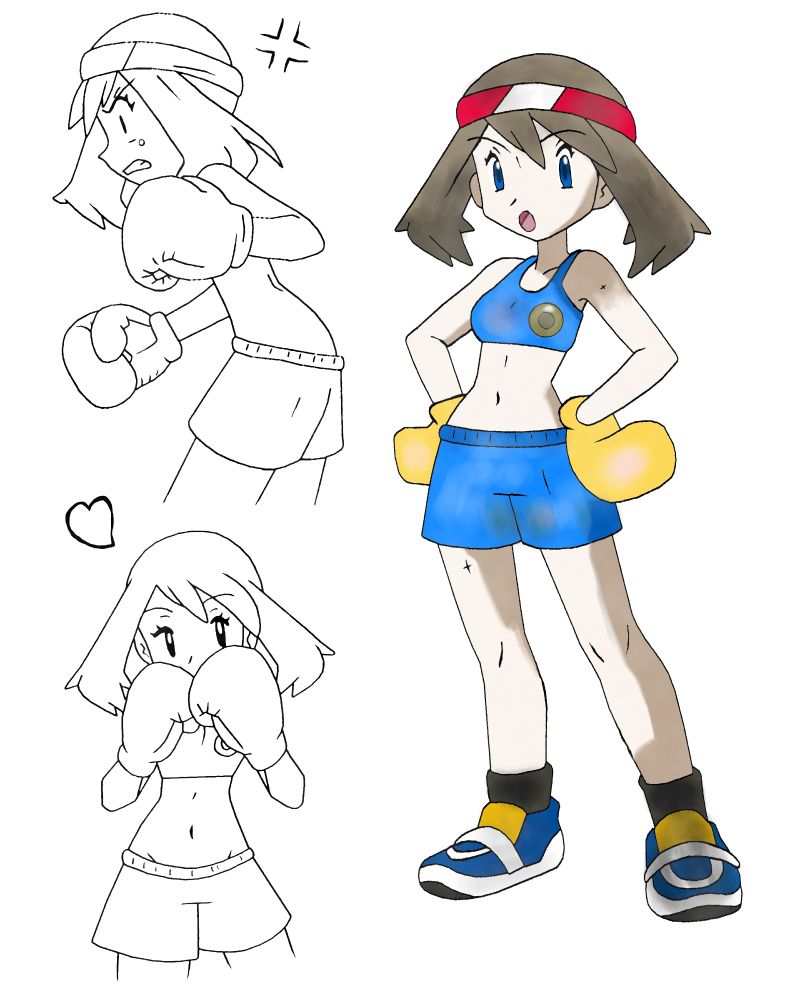May in a boxing outfit.
