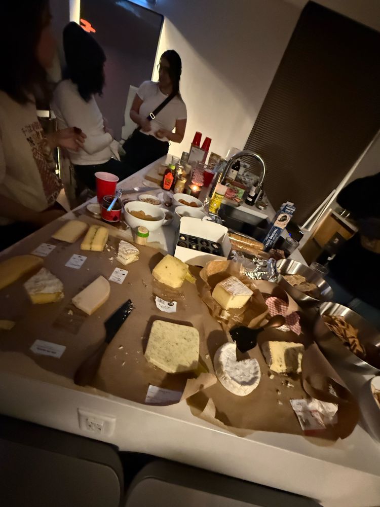 Countertop at 0.5x zoom full of cheese 