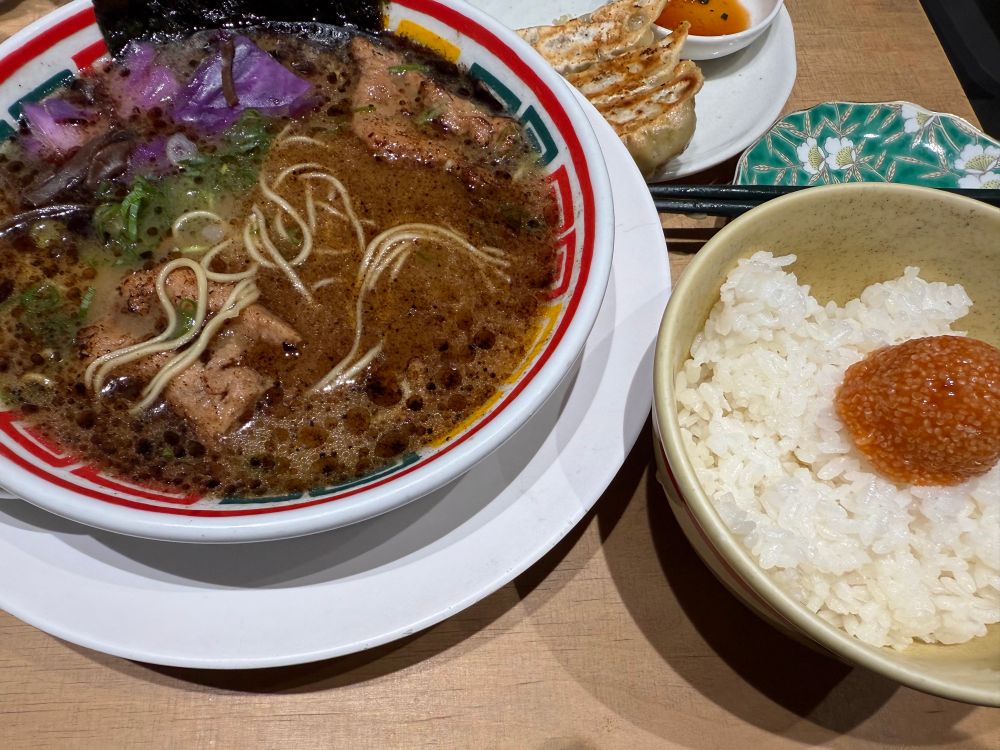 vegan kobonshan ramen with vegan mentaiko over rice