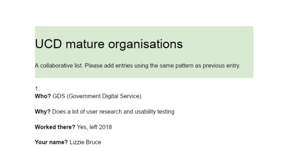 UCD mature organisations