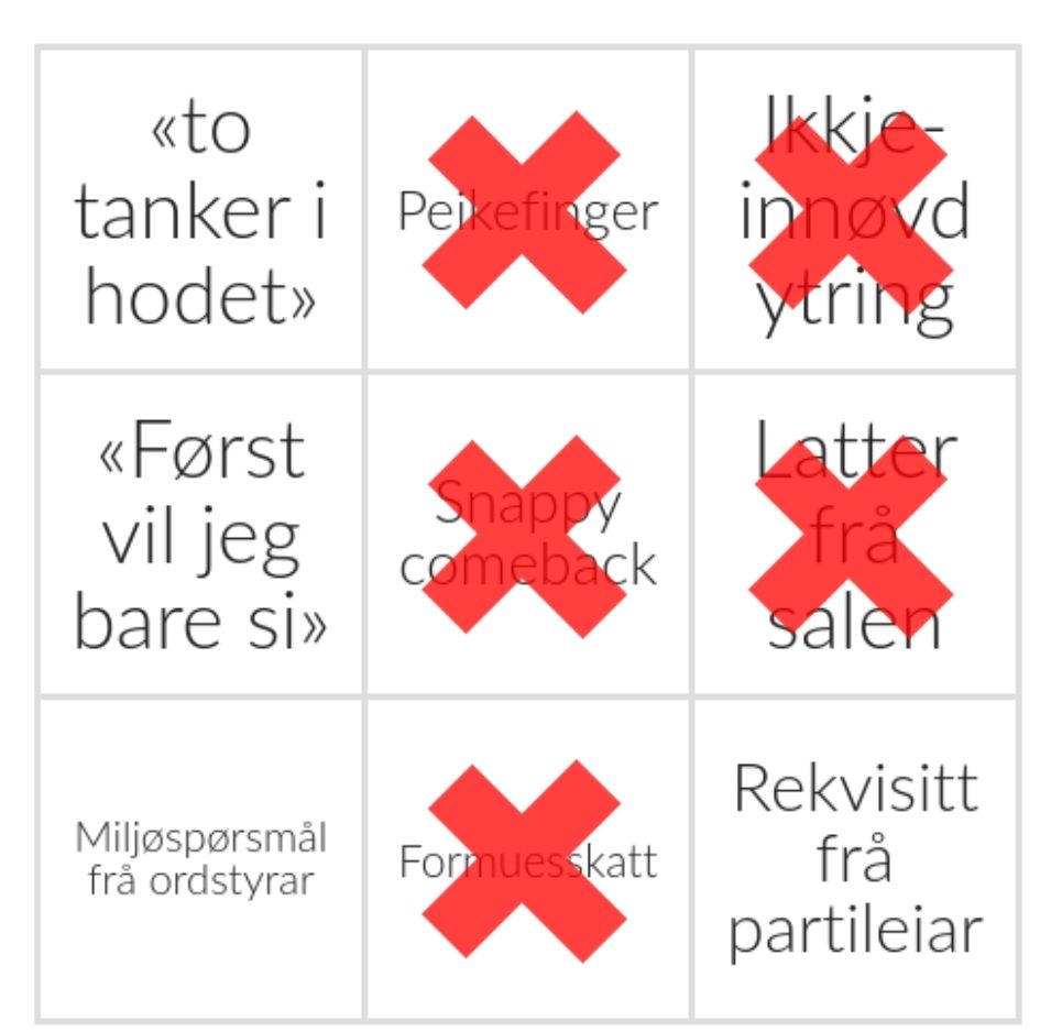 Bingobrett med fem kryss