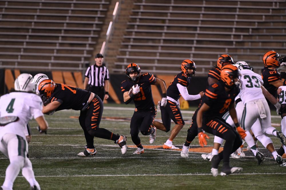 Ethan Clark runs with the ball