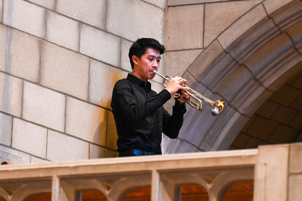 Matthew Cline plays the trumpet