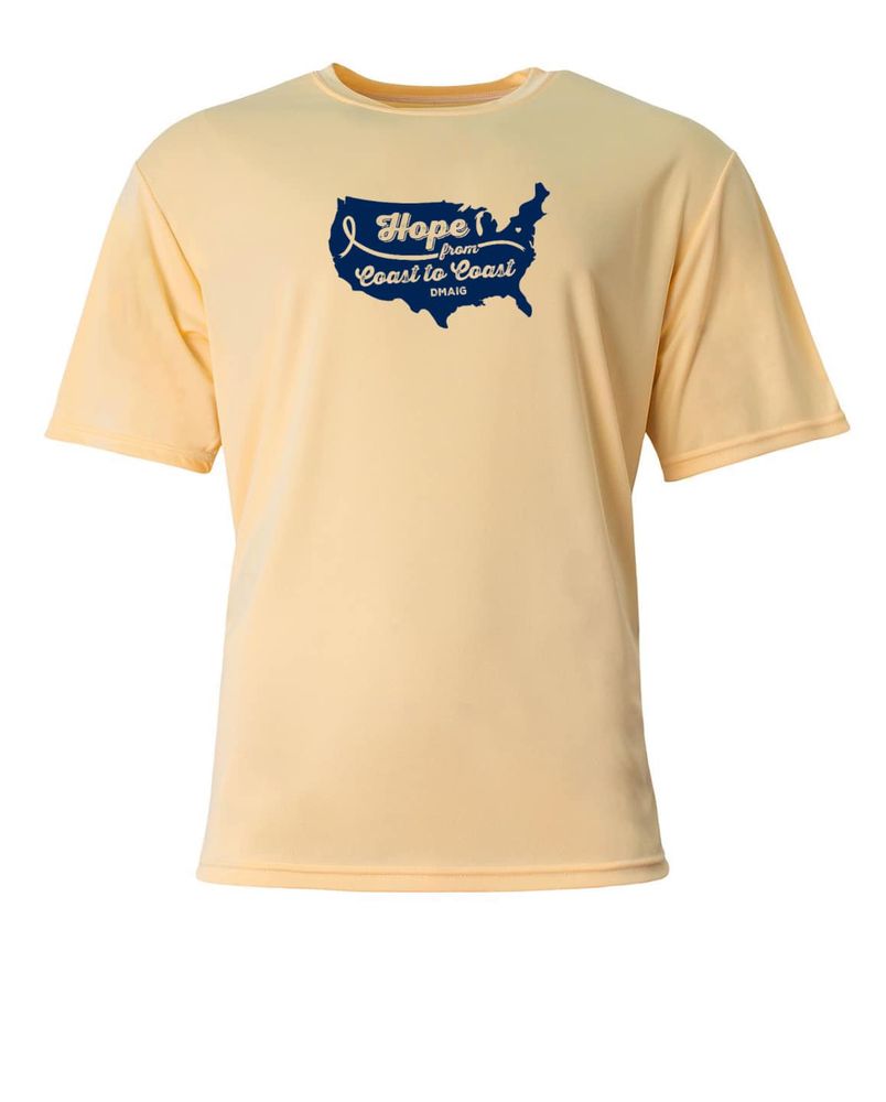 A tshirt with an outline of the U.S. with the words "Hope from coast to coast" on it