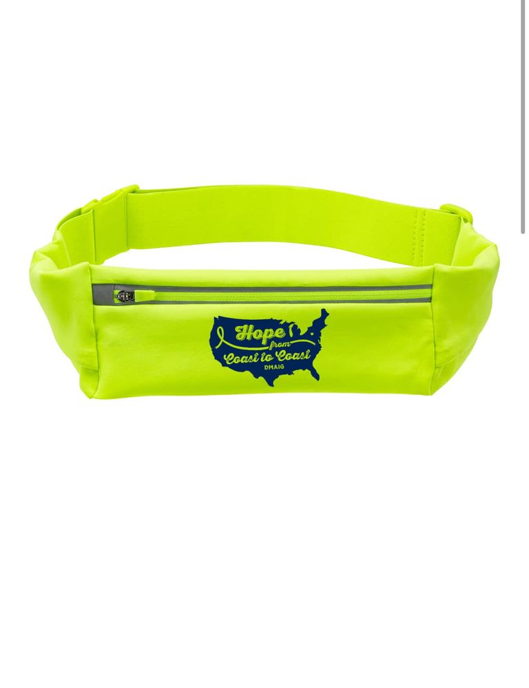 A runner belt with an outline of the U.S. with the words "Hope from coast to coast" on it