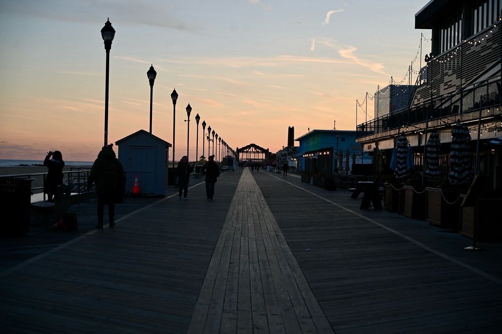 The length of the boardwalk at sunset