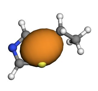 Polarizability of a small molecule, represented as an ellipsoid