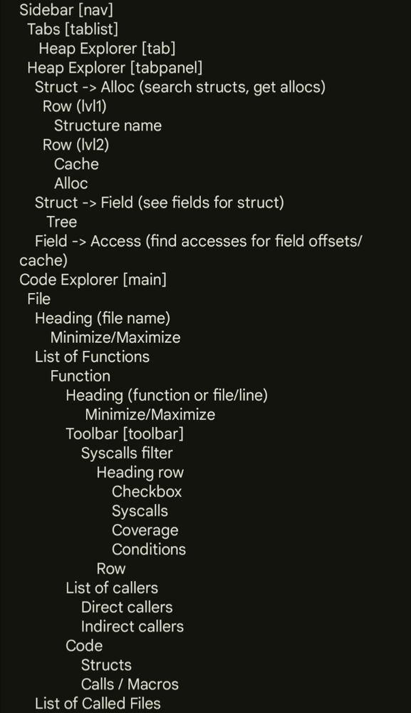 The a11y tree for a related view of the app.