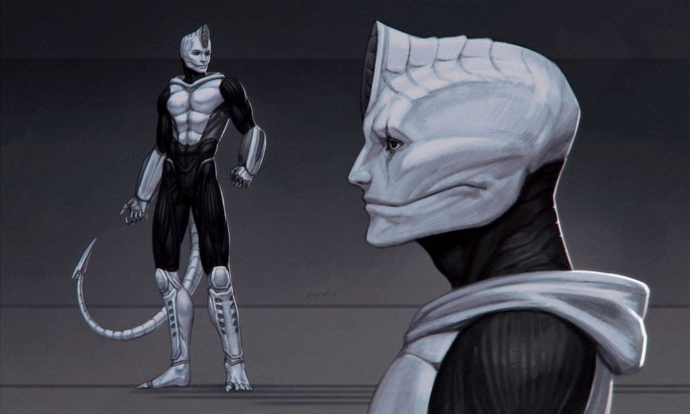 Concept art of a modified half-human character